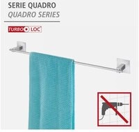 WENKO Handtuchhalter Stange 64 cm QUADRO ohne bohren, Wandbefestigungssystem