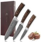 Wakoli Messer-Set Edib 3er Damastmesser-Set I Kochmesser K&uuml;chenmesser I 8 -17cm