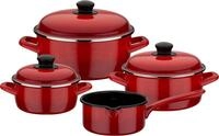 GSW Topf-Set Red Shadow, Emaille (Set, 7-tlg., je 1 Kochtopf 16/20/24 cm, 1x