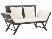 vidaXL Garden Bench With Cushions Brown Resin 176 cm