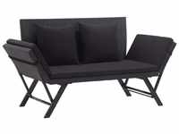 vidaXL Garden Bench With Cushions Resine 176 cm Black/Black