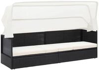 vidaXL Gartenliege vidaXL Gartensofa mit Sonnendach Schwarz Poly Rattan