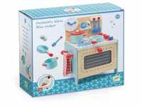 DJECO Spielküche Kinderküche: Herd blau Spielküche mit Backofen
