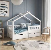 VitaliSpa&reg; Hausbett Design, Wei&szlig;, 80x160 cm mit 2 Schubladen (2-tlg)