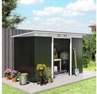 Outsunny Ger&auml;tehaus Gartenhaus mit Schiebet&uuml;r, Fenster, Stahl, BxT: 280x130 cm,