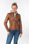 Lederjacke MAURITIUS "Junja", Damen, Gr. S (36), braun (cognac), Obermaterial: 100%