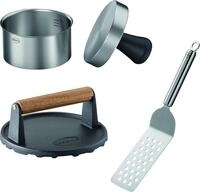 R&Ouml;SLE Burgerpresse Barbecue Burger Set All-In-One, Edelstahl 18/10, Gusseisen,