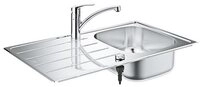 Grohe Edelstahlsp&uuml;le n-Set, K200 Edelstahlsp&uuml;le + Eurosmart Armatur, 86/50 cm