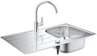 Grohe Edelstahlsp&uuml;le n-Set, K200 Edelstahlsp&uuml;le + Bau Edge Armatur, 86/50 cm