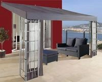 Quick Star Anbaupavillon Anbaupergola Anthrazit 3x4m, Mit Ablauf&ouml;sen gegen