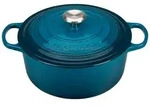 LE CREUSET Br&auml;ter Signature Gusseisen-Br&auml;ter blau &Oslash; 26 cm