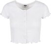 URBAN CLASSICS Kurzarmshirt Urban Classics Damen Ladies Cropped Button Up Rib Tee