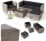 Juskys Gartenlounge-Set Punta Cana, (Set, Sitzgruppe), Polyrattan Sitzgarnitur,...