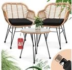 Casaria Balkonset Bali, (3-tlg), Rattan-Optik 5cm Auflagen Wetterfest...