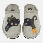 Haflinger Flair Cucho Pantoffeln gewalkter aus Wolle Katze Unisex Hausschuh grau 40