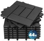 Casaria Holzfliesen 44x Mosaik Anthrazit, Terrassenfliesen 1-6m&sup2; WPC Fliesen Balkon
