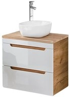 Lomadox Waschtisch LUTON-56, wei&szlig; mit Wotan Eiche Nb. 61/76,5/46 cm