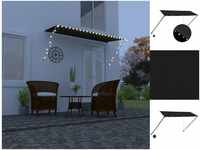 vidaXL Markise Einziehbare Markise mit LED 300150 cm Anthrazit Balkon Terrasse