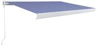 vidaXL Markise Manuelle Kassetten-Markise 350x250 cm Blau und Wei&szlig; (1-St)