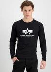 Langarmshirt ALPHA INDUSTRIES "BASIC T - LS", Herren, Gr. S, schwarz, Single Jersey,