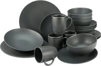 CreaTable Kombiservice Geschirr-Set Soft Touch Black (20-tlg), 4 Personen, Steinzeug,