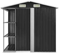vidaXL Ger&auml;tehaus, Gartenhaus mit Regal Anthrazit 205x130x183 cm Eisen