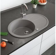 Bergstroem Granitsp&uuml;le, Beton, 78 x 50 cm Rund mit Trockenplatz, Oval, 78/50...