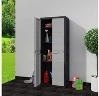 vidaXL Garten-Ger&auml;teschrank, Gartenschrank mit 3 Regalb&ouml;den Schwarz und Grau