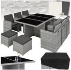 tectake Sitzgruppe Aluminium Rattan Gartenlounge f&uuml;r 6 bis 10 Personen, Inkl.,