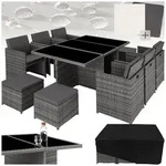 tectake Sitzgruppe Aluminium Rattan Gartenlounge f&uuml;r 6 bis 10 Personen, Inkl.,