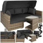 tectake Loungeset Rattan Lounge, (Set., 7-tlg), Klappbarer Sonnenschutz