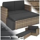 tectake Loungeset Rattan Lounge, Hocker mit klappbarer St&uuml;tze, (Gartenlounge Korfu,
