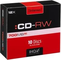 Intenso CD-Rohling 10 Intenso Rohlinge CD-RW 80Min 700MB 12x Slimcase