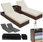 tectake Gartenliege gepolsterte Rattan Sonnenliege, inklusive 2 Bezugssets und,
