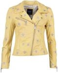 Bikerjacke MAZE "Lederjacke Blackridge", Damen, Gr. S, gelb (lemon), Obermaterial: