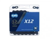 KMC Fahrradkette KMC Schaltungskette X12 Black Tech 1/2Zollx11/128Zoll 126...