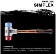 Gummihammer HALDER SIMPLEX Schonhammer &Oslash; 40 mm TPE-soft blau / Plastik rot mit