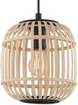 EGLO H&auml;ngeleuchte BORDESLEY Pendellampe, E27, Stahl und Holz, Wohnzimmerlampe,