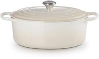 LE CREUSET Br&auml;ter Gusseisen-Br&auml;ter mit Deckel, Oval wei&szlig; 31 cm