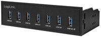 LogiLink USB 3.0 Hub 5,25" 7-Port USB-Ladeger&auml;t (intern, mit Schnellladeport,