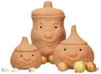MamboCat Vorratsglas 3tlg. Terrakotta Set Knoblauchtopf + Zwiebeltopf +