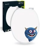 Sitzplatz WC-Sitz Monster, Motiv Monster Ecky, Holzkern, Absenkautomatik, Montage