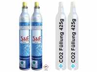BlueCraft Wassersprudler, (2-tlg), Universal CO2 Zylinder 425 g Kohlensäure...