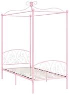 vidaXL Himmelbett Himmelbett-Gestell Rosa Metall 100 x 200 cm Bett Bettrahmen