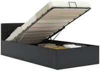vidaXL Bett, Stauraumbett Hydraulisch Schwarz Kunstleder 90&times;200 cm
