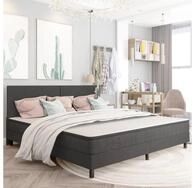 vidaXL Boxspringbett, Boxspring-Bettgestell Grau Stoff 200x200 cm