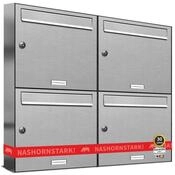 AL Briefkastensysteme Wandbriefkasten 4 Fach Premium Edelstahl Briefkasten Post...