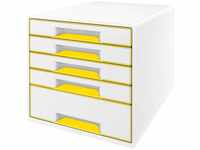 LEITZ Schubladenbox 1 Schubladenbox WOW CUBE mit 5 Schubladen - weiß/gelb,
