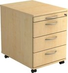 HAMMERBACHER Container Rollcontainer 58cm 3 Sch&uuml;be Schloss Bogengriff Ahorn