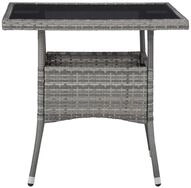 vidaXL Gartentisch, Garten-Esstisch Grau Poly Rattan und Glas
